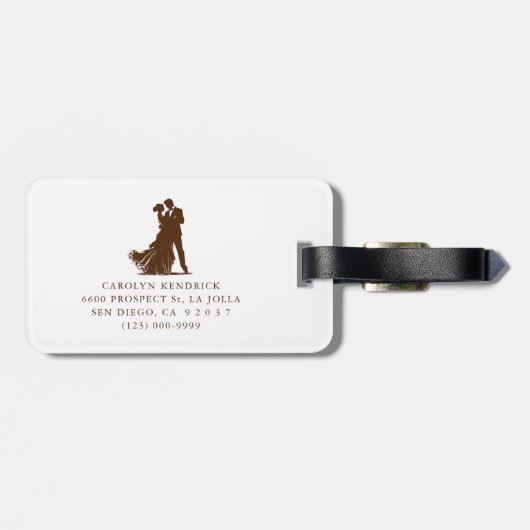 Elegante Boho Neutraal Bloemen Trouwpaar Reizen Bagagelabel (Achterkant horizontaal)
