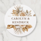 Elegante Boho Neutral Bloemen Dank u bruiloft Bedankjes Labels (Voorkant)