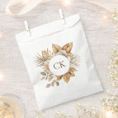 Elegante Boho Neutral Bloemen Monogram Huwelijk Bedankzakje (Geknipt)