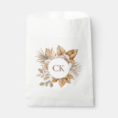 Elegante Boho Neutral Bloemen Monogram Huwelijk Bedankzakje (Voorkant)