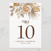 Elegante Boho Neutral Bloemen Trouwtafel Nummers (Voorkant)