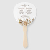 Elegante Boho Neutral Floral Accent Huwelijksprogr Handwaaier (Achterkant)