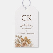 Elegante Boho Neutral Floral Accent Wedding Welkom Cadeaulabel (Voorkant)