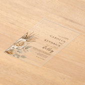 Elegante Boho Neutral Floral accenten bruiloft Acryl Uitnodigingen (Laagn)