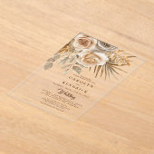 Elegante Boho Neutral Floral accenten bruiloft Acryl Uitnodigingen (Laagn)