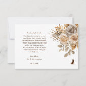 Elegante Boho Neutral Floral accenten bruiloft Bedankkaart (Achterkant)