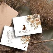 Elegante Boho Neutral Floral accenten bruiloft Bedankkaart