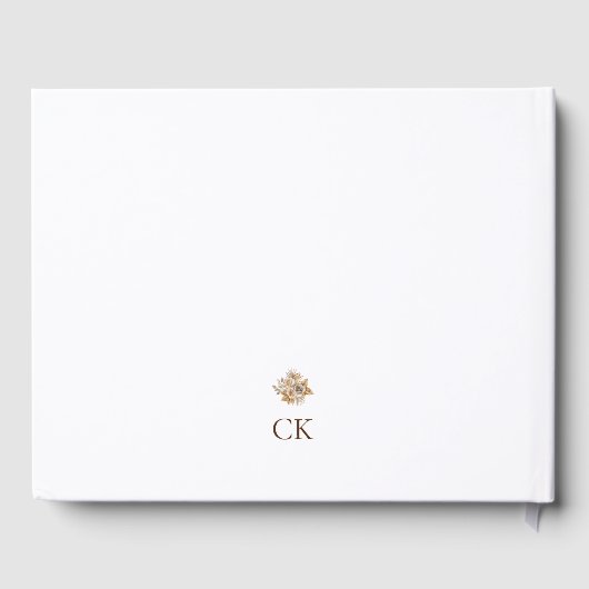 Elegante Boho Neutral Floral accenten bruiloft Gastenboek (Achterkant)