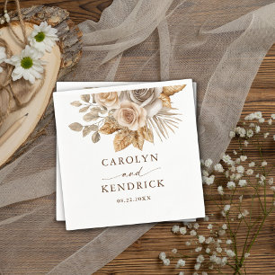 Elegante Boho Neutral Floral accenten bruiloft Servet