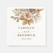 Elegante Boho Neutral Floral accenten bruiloft Servet (Voorkant)