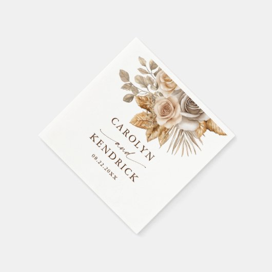 Elegante Boho Neutral Floral accenten bruiloft Servet (Hoek)