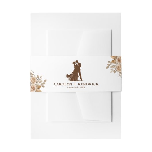 Elegante Boho Neutral Floral accenten bruiloft Uitnodigingen Wikkel (Voorkant Voorbeeld)