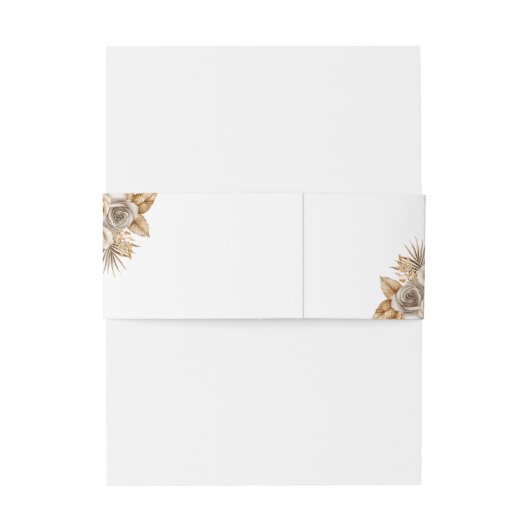 Elegante Boho Neutral Floral accenten bruiloft Uitnodigingen Wikkel (Achterkant Voorbeeld)