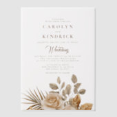 Elegante Boho Neutral Floral accenten bruiloft Vellum Uitnodigingen (Voorkant)