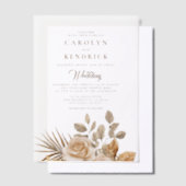 Elegante Boho Neutral Floral accenten bruiloft Vellum Uitnodigingen (Offset)