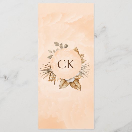 Elegante Boho Neutral Floral Accents Trouwmenu's Menu (Achterkant)