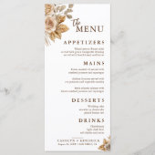 Elegante Boho Neutral Floral Accents Trouwmenu's Menu (Voorkant)