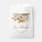 Elegante Boho Neutral Floral Liefde & Bedankt brui Bedankzakje (Voorkant)