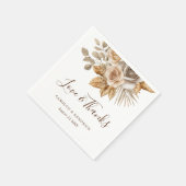 Elegante Boho Neutral Floral Liefde & Bedankt brui Servet (Hoek)