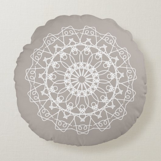 Elegante Boho Neutral Mandala Art Rond Kussen (Voorkant)