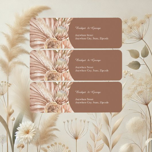 Elegante Boho Neutral Wedding Return-adres Etiket