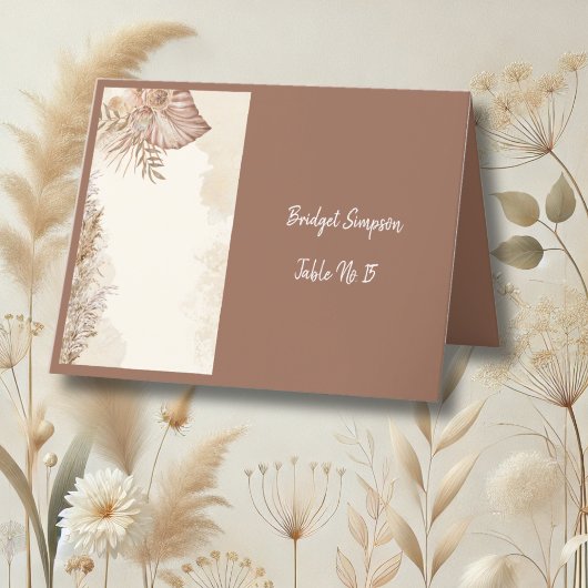 Elegante Boho Neutral Wedding single gast kaart