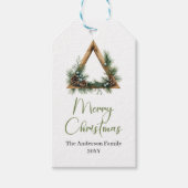 Elegante Boho Neutrale Aardse Kerstcadeautags Cadeaulabel (Voorkant)