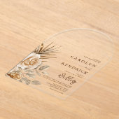 Elegante Boho Neutrale Bloemaccenten Boog Huwelijk Acryl Uitnodigingen (Laagn)