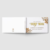Elegante Boho Neutrale Bloemen Accenten Trouwgoud Gastenboek (Volledig)