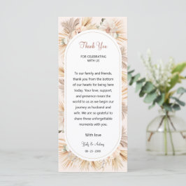 Elegante Boho Neutrale Bloemrijke Dankkaart voor d Programmakaart