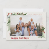 Elegante Boho Neutrale Burgundy Waterverf Groene T Feestdagenkaart (Voorkant)