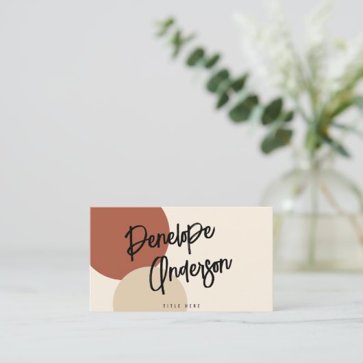 Elegante Boho Neutrale Chique Terracotta Modern Un Visitekaartje (Staand voorkant)