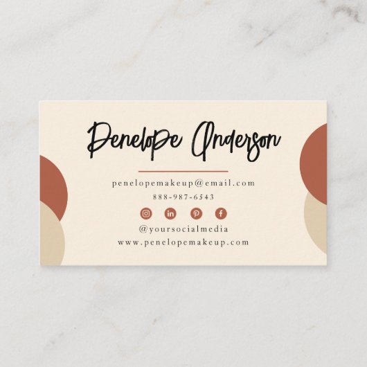 Elegante Boho Neutrale Chique Terracotta Modern Un Visitekaartje (Achterkant)