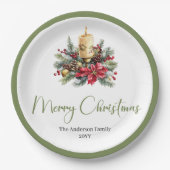 Elegante Boho Neutrale Kleuren Kerst Krans Bord (Voorkant)