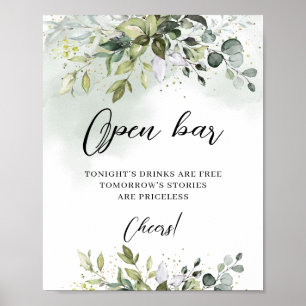 Elegante boho Open bar bruiloft bruidsfeest bord Poster