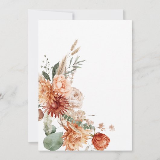 Elegante Boho Oranje Bloemdoop doop doop Kaart (Achterkant)