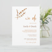 Elegante Boho Oranje Bloemen Trouwkaart Kaart (Staand voorkant)