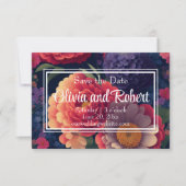 Elegante  boho oranje rode paarse bloemen save the date (Voorkant)
