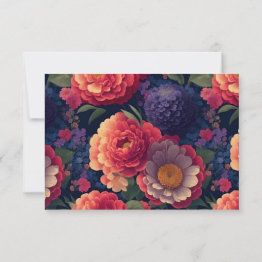 Elegante  boho oranje rode paarse bloemen save the date (Achterkant)