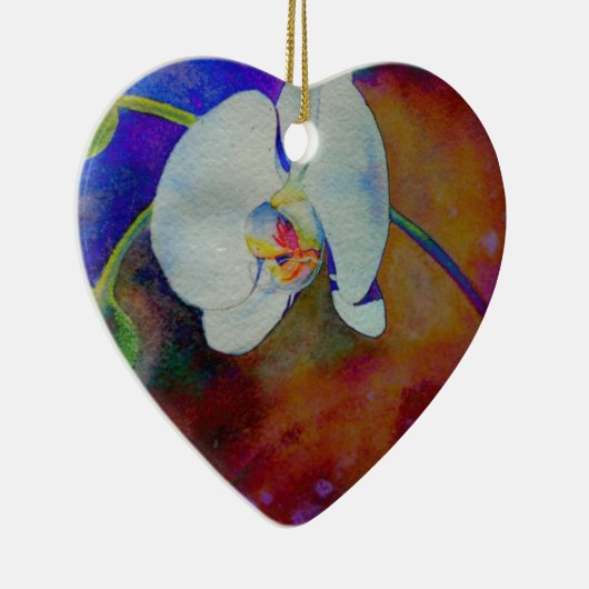 Elegante boho orchidee waterverf schilderij keramisch ornament (Rechts)