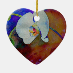 Elegante boho orchidee waterverf schilderij keramisch ornament