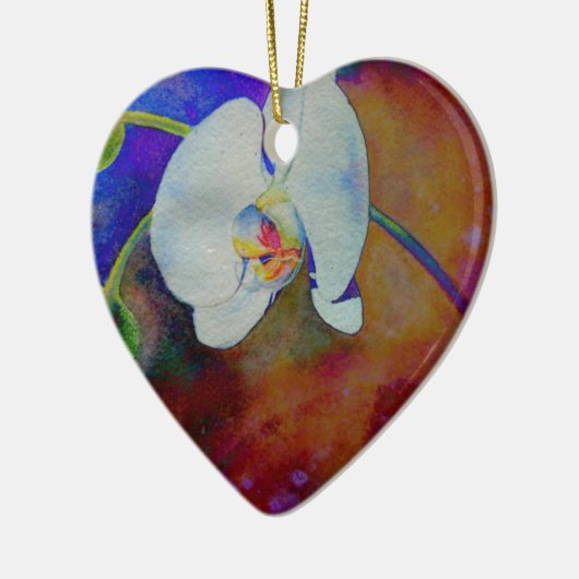 Elegante boho orchidee waterverf schilderij keramisch ornament (Links)