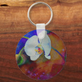 Elegante boho orchidee waterverf schilderij sleutelhanger (Voorkant)