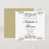 Elegante Boho Orchideeën Zwart Wit Unieke Bruiloft Kaart (Voorkant / Achterkant)
