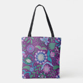 Elegante Boho Paarse Bloemen   Tote Bag (Achterkant)