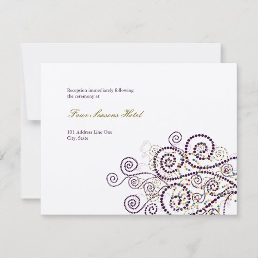Elegante Boho Paarse Spiraal Trouwreceptiekaart Kaart (Voorkant)
