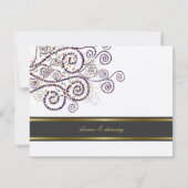 Elegante Boho Paarse Spiraal Trouwreceptiekaart Kaart (Achterkant)
