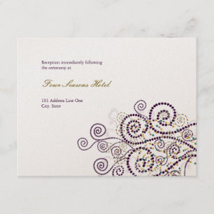 Elegante Boho Paarse Spiraal Trouwreceptiekaart Kaart