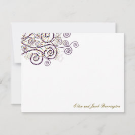 Elegante Boho Paarse Spiralen Bruiloft Dank u Kaar Notitiekaartje