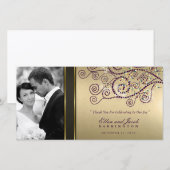 Elegante Boho Paarse spiralen gouden bruiloft dank Bedankkaart (Voorkant / Achterkant)